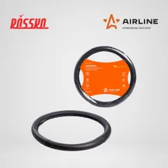AWS-LI-16M AIRLINE Оплетка на руль, искусст. кожа, текстура карбон, черная, син. прошивка, 38 см/М