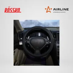 AWS-LI-16M AIRLINE Оплетка на руль, искусст. кожа, текстура карбон, черная, син. прошивка, 38 см/М