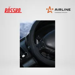 AWS-LI-16M AIRLINE Оплетка на руль, искусст. кожа, текстура карбон, черная, син. прошивка, 38 см/М