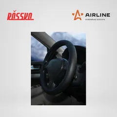 AWS-LI-16M AIRLINE Оплетка на руль, искусст. кожа, текстура карбон, черная, син. прошивка, 38 см/М
