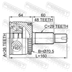 2910-DIVF Febest Шрус наружный 26x70.5x29 | перед прав/лев |