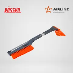 AB-R-10 AIRLINE Щетка для удаления снега и льда с плоской телескопической рукояткой и мягкой щетиной со скребком, 60-88 см