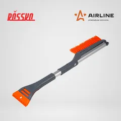 AB-R-10 AIRLINE Щетка для удаления снега и льда с плоской телескопической рукояткой и мягкой щетиной со скребком, 60-88 см