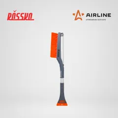 AB-R-10 AIRLINE Щетка для удаления снега и льда с плоской телескопической рукояткой и мягкой щетиной со скребком, 60-88 см