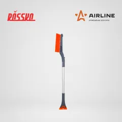 AB-R-10 AIRLINE Щетка для удаления снега и льда с плоской телескопической рукояткой и мягкой щетиной со скребком, 60-88 см