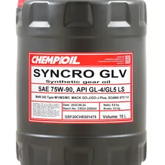 CH8801-10-E CHEMPIOIL Трансмиссионное синтетическое масло 75W-90 Syncro GLV GL-4, GL-5 LS, 10 л