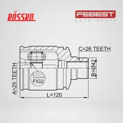 0511-GDRH Febest Шрус внутренний 25x42x26 | перед прав |
