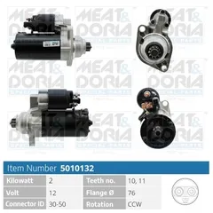 5010132 Meat&Doria Стартер 12V 2KW Audi A2 8Z0, Ford Galaxy I