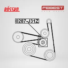 0287-J31Z Febest Ролик натяжной приводного ремня в комплекте