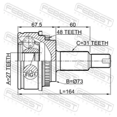 2910-DIIIR Febest Шрус наружный 27x73x31 | зад прав/лев |