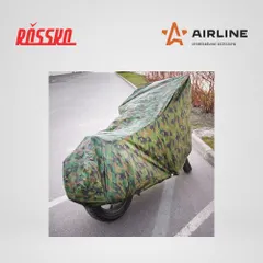 ADMC008 AIRLINE Чехол-тент на мотоцикл защитный M, 225x90x110 см, люверс под замок, летний камуфляж