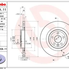 09.C209.11 Brembo Диск тормозной UV Coated | зад |