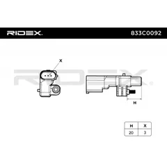 833C0092 RIDEX Датчик частоты вращения коленчатого вала