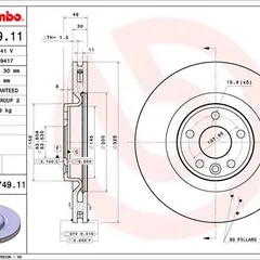 09.D749.11 Brembo Диск тормозной UV Coated | перед |