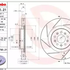 09.8780.21 Brembo Диск тормозной UV Coated | перед |