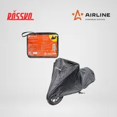 ADMC011 AIRLINE Чехол-тент на мотоцикл защитный M (225х90х110см), люверс под замок, черный