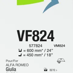 577824 Valeo Комплект щеток стеклоочистителя Silencio бескаркасных 600/24`+450/18` (узкая верхняя кнопка) | перед |