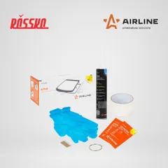 ADGC026 AIRLINE Клей для вклейки стёкол (набор: клей PU 310мл., салф.очищ.с раствор.2 шт., лезвие, скотч, струна, перчатки)