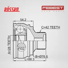 1710-A7 Febest ШРУС наружный 28x76.5x42, передний, правый, левый