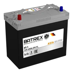 4610082700819 BATREX Аккумулятор ASIA SILVER 57 Ah, 450 A, 236 х 128 х 221 прям. 75B24R