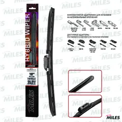 CWH18AC Miles Щётка с/о 450мм гибридная (HOOK 9x3/9x4)+адаптер Side PIN/Push Button/Pinch Tab