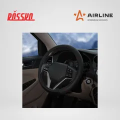 AWS-LI-19M AIRLINE Оплетка на руль, искусст. кожа с перф., черная, красн. прошивка, 38 см/М