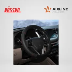 AWS-LI-19M AIRLINE Оплетка на руль, искусст. кожа с перф., черная, красн. прошивка, 38 см/М