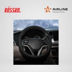 AWS-LI-19M AIRLINE Оплетка на руль, искусст. кожа с перф., черная, красн. прошивка, 38 см/М