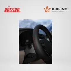 AWS-LI-19M AIRLINE Оплетка на руль, искусст. кожа с перф., черная, красн. прошивка, 38 см/М