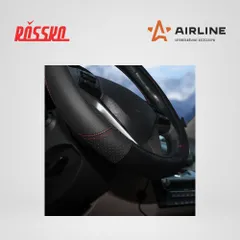 AWS-LI-19M AIRLINE Оплетка на руль, искусст. кожа с перф., черная, красн. прошивка, 38 см/М