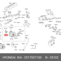 3517037100 Hyundai/Kia Датчик положения дроссельной заслонки 2,7