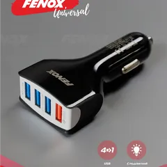 FAE200102 Fenox Устройство зарядное универсальное 4 USB 5.5А, 12-32В, 8.9*4.3см