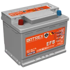 4610082700413 BATREX Аккумулятор EFB 60 Ач, 600 А, 242 х 175 х 190 прямой