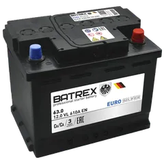 4610082700543 BATREX Аккумулятор EUROSILVER 63 Ah, 610 A, 242 х 175 х 190 обр.