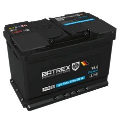 4610082700291 BATREX Аккумулятор Classic 75 Ah, 620 A, 278 х 175 х 190 обр.